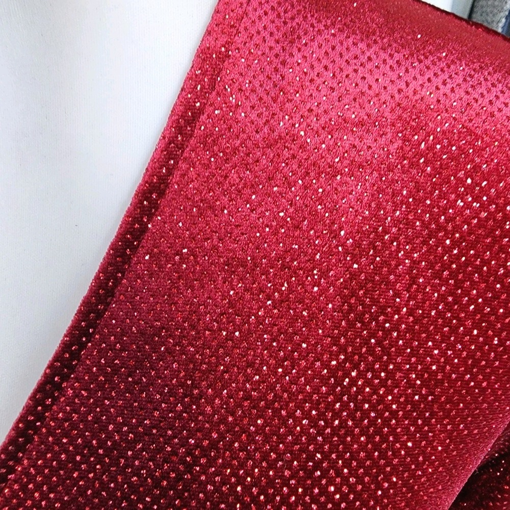 ANNE KLEIN Red Dress Womens 12 Sparkle Faux Wrap Rhinestone Buckle Cocktail Xmas - Picture 4 of 15